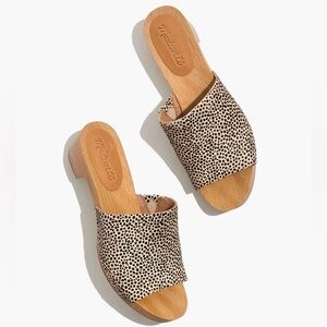 Madewell The Evelyn Slide Clog in Spotted Calf Hair size 7